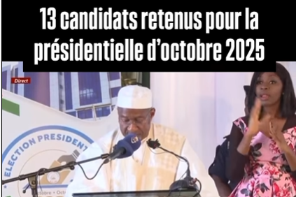 Elections du 12 Octobre 2025: Elecam désigne les 13 partants